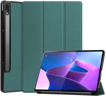 Lunso Lenovo Tab P12 Pro - Tri-Fold Bookcase hoes - Groen