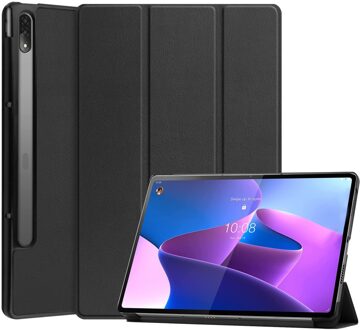 Lunso Lenovo Tab P12 Pro - Tri-Fold Bookcase hoes - Zwart