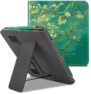Lunso Luxe sleepcover stand hoes - Kobo Libra 2 (7 inch) - Van Gogh Amandelbloesem Blauw, Wit, Groen, Meerdere kleuren