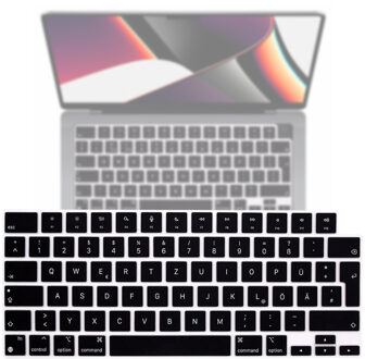 Lunso MacBook Air 13 (2022-2026) / Air 15 / Pro 14 / Pro 16 (2021-2026) - Keyboard Cover (EU) QWERTY indeling - Zwart