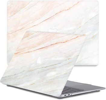 Lunso MacBook Air 13 inch (2010-2017) cover hoes - case - Marble Aiden Wit, Goud, Groen
