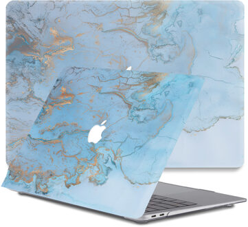 Lunso MacBook Air 13 inch (2010-2017) cover hoes - case - Marble Ariel Blauw, Goud