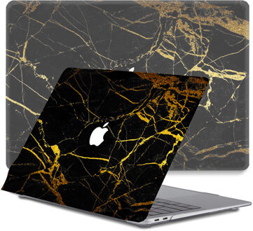 Lunso MacBook Air 13 inch (2010-2017) cover hoes - case - Marble Nova Zwart, Goud
