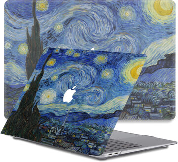 Lunso MacBook Air 13 inch (2010-2017) cover hoes - case - Van Gogh Sterrennacht Blauw, Bruin, Geel, Meerdere kleuren