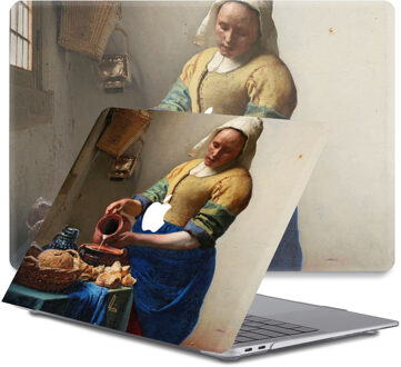 Lunso MacBook Air 13 inch (2010-2017) cover hoes - case - Vermeer Melkmeisje Blauw, Bruin, Geel, Meerdere kleuren
