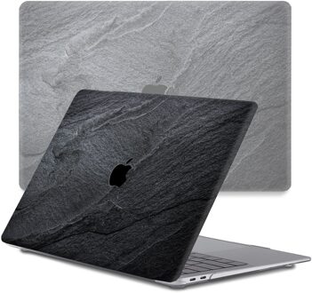 Lunso MacBook Air 13 inch (2018-2019) cover hoes - case - Black Stone Zwart