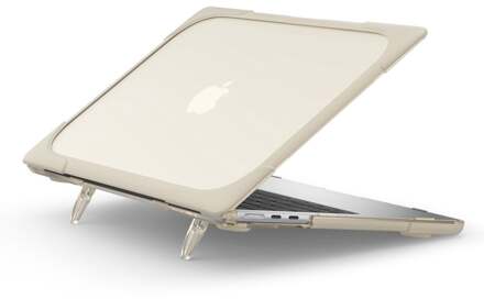 Lunso MacBook Air 13 inch (2022-2025) Armor cover hoes met pootjes - case - Beige Wit, Geel