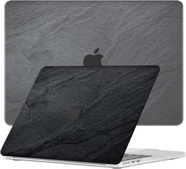 Lunso MacBook Air 13 inch (2022-2025) cover hoes - case - Black Stone Zwart