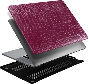 Lunso MacBook Air 13 inch (2022-2025) cover hoes - case - Croco Fuchsia Roze