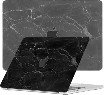 Lunso MacBook Air 13 inch (2022-2025) cover hoes - case - Marble Shire Zwart, Wit