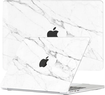 Lunso MacBook Air 13 inch (2022-2025) cover hoes - case - Marble Vana Zwart, Wit