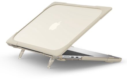 Lunso MacBook Air 13 inch (2022-2026) Armor cover hoes met pootjes - case - Beige Wit, Geel