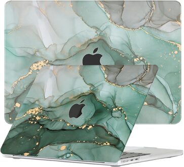 Lunso MacBook Air 13 inch (2022-2026) cover hoes - case - Green Maeve Goud, Groen, Grijs