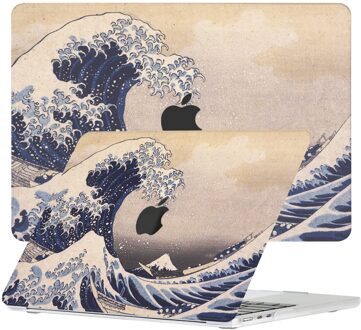 Lunso MacBook Air 13 inch (2022-2026) cover hoes - case - Hokusai's Great Wave Blauw, Wit, Meerdere kleuren