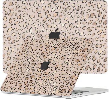 Lunso MacBook Air 13 inch (2022-2026) cover hoes - case - Leopard Rose Gold Zwart, Goud, Bruin, Roze, Meerdere kleuren