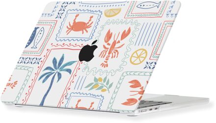 Lunso MacBook Air 13 inch (2022-2026) cover hoes - case - Riviera Postcards Wit, Meerdere kleuren