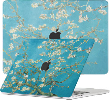 Lunso MacBook Air 13 inch (2022-2026) cover hoes - case - Van Gogh Amandelbloesem Blauw, Wit, Groen, Bruin, Meerdere kleuren