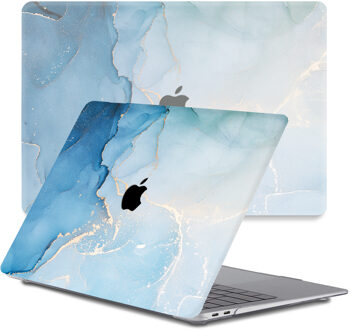 Lunso MacBook Air 13 inch M1 (2020) cover hoes - case - Aciano Azul Blauw, Goud