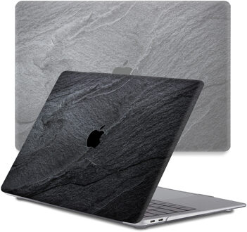 Lunso MacBook Air 13 inch M1 (2020) cover hoes - case - Black Stone Zwart