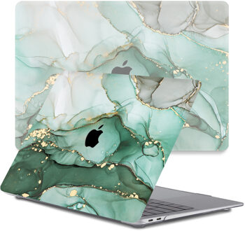 Lunso MacBook Air 13 inch M1 (2020) cover hoes - case - Green Maeve Goud, Groen, Grijs