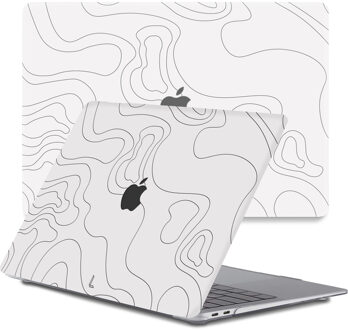 Lunso MacBook Air 13 inch M1 (2020) cover hoes - case - Land Lines Zwart, Wit