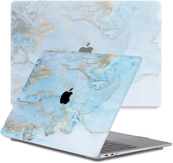 Lunso MacBook Air 13 inch M1 (2020) cover hoes - case - Marble Ariel Blauw, Goud, Meerdere kleuren