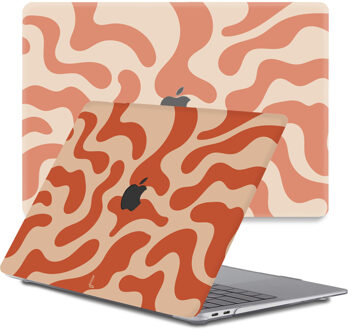 Lunso MacBook Air 13 inch M1 (2020) cover hoes - case - Orange Fever Wit, Oranje