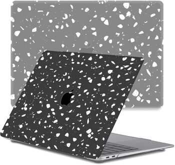 Lunso MacBook Air 13 inch M1 (2020) cover hoes - case - Terrazzo Bergamo Zwart, Wit