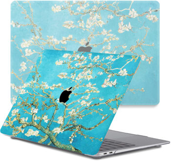 Lunso MacBook Air 13 inch M1 (2020) cover hoes - case - Van Gogh Amandelbloesem Wit, Groen, Bruin, Meerdere kleuren