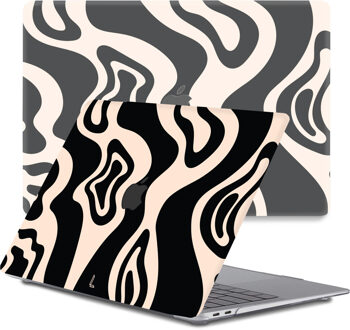 Lunso MacBook Air 13 inch M1 (2020) cover hoes - case - Vanilla Swirl Zwart, Wit