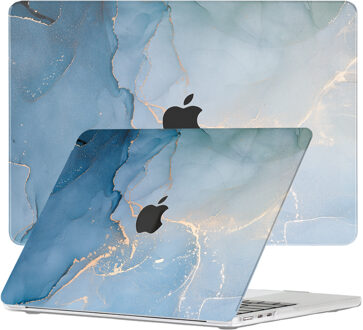 Lunso MacBook Air 13 inch M2/M3 (2022-2024) cover hoes - case - Aciano Azul Blauw, Goud