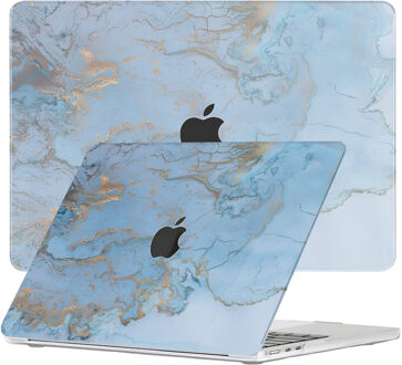 Lunso MacBook Air 13 inch M2/M3 (2022-2024) cover hoes - case - Marble Ariel Blauw, Goud