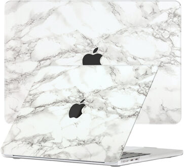 Lunso MacBook Air 13 inch M2/M3 (2022-2024) cover hoes - case - Marble Cosette Wit, Grijs