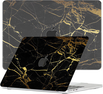 Lunso MacBook Air 13 inch M2/M3 (2022-2024) cover hoes - case - Marble Nova Zwart, Goud