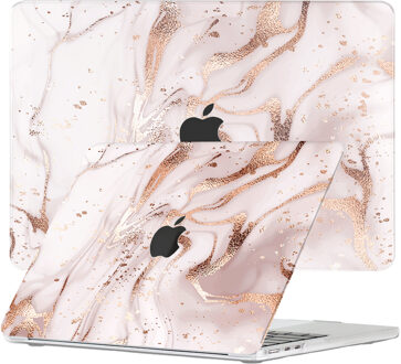 Lunso MacBook Air 13 inch M2/M3 (2022-2024) cover hoes - case - Marble Vera Goud, Roze