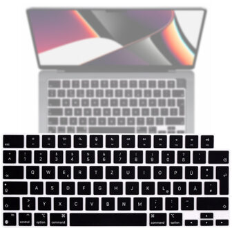 Lunso MacBook Air 13 (M2/M3) / Air 15 (M2/M3) / Pro 14 / Pro 16 (M1/M2) - Keyboard Cover (EU) QWERTY indeling - Zwart