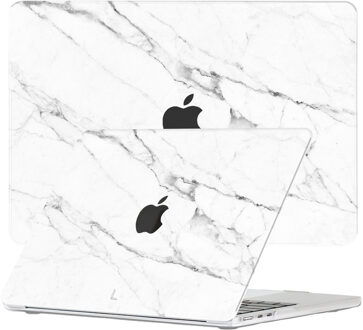 Lunso MacBook Air 15 inch (2023-2025) cover hoes - case - Marble Vana Zwart, Wit