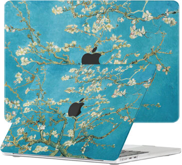 Lunso MacBook Air 15 inch (2023-2025) cover hoes - case - Van Gogh Amandelbloesem Blauw, Wit, Meerdere kleuren
