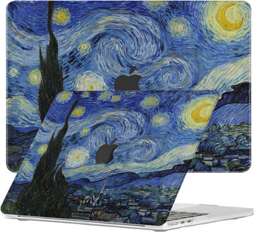 Lunso MacBook Air 15 inch (2023-2025) cover hoes - case - Van Gogh Sterrennacht Blauw, Bruin, Geel, Meerdere kleuren
