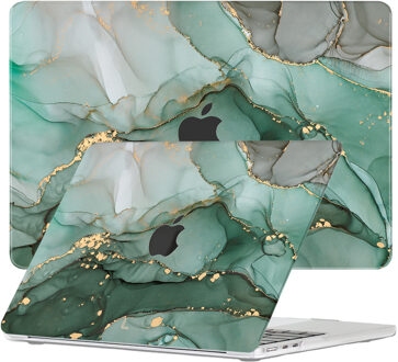 Lunso MacBook Air 15 inch (2023-2026) cover hoes - case - Green Maeve Goud, Groen, Grijs, Meerdere kleuren