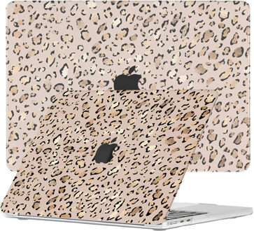 Lunso MacBook Air 15 inch (2023-2026) cover hoes - case - Leopard Rose Gold Zwart, Goud, Bruin, Meerdere kleuren