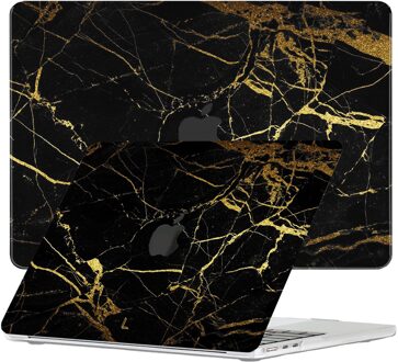 Lunso MacBook Air 15 inch (2023-2026) cover hoes - case - Marble Nova Zwart, Goud