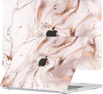 Lunso MacBook Air 15 inch (2023-2026) cover hoes - case - Marble Vera Goud, Roze