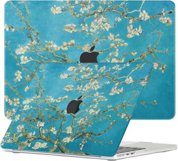 Lunso MacBook Air 15 inch (2023-2026) cover hoes - case - Van Gogh Amandelbloesem Blauw, Wit, Meerdere kleuren