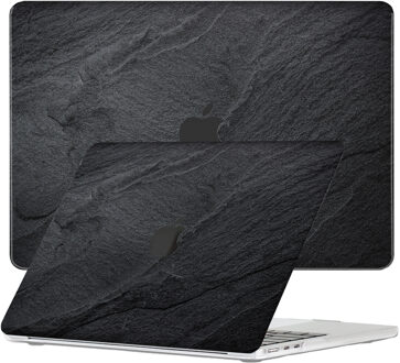 Lunso MacBook Air 15 inch M2/M3 (2023-2024) cover hoes - case - Black Stone Zwart