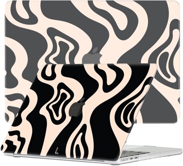 Lunso MacBook cover hoes - case - Vanilla Swirl Zwart, Wit