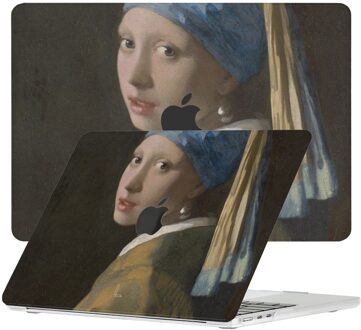 Lunso MacBook cover hoes - case - Vermeer Meisje met de Parel Blauw, Zwart, Geel, Meerdere kleuren
