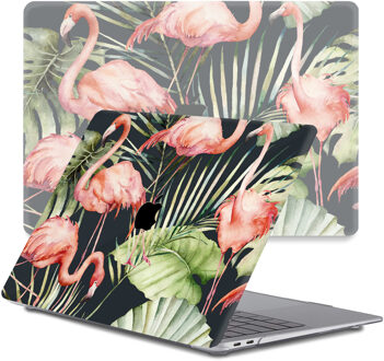 Lunso MacBook Pro 13 inch (2016-2019) cover hoes - case - Flamingo Jungle Blauw, Groen, Roze