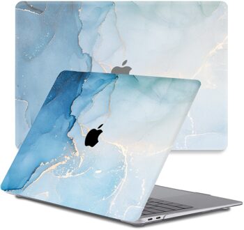 Lunso MacBook Pro 13 inch M1/M2 (2020-2022) cover hoes - case - Aciano Azul Blauw, Wit, Goud
