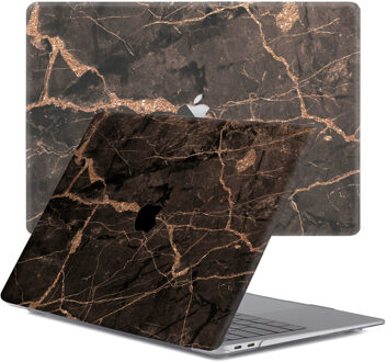 Lunso MacBook Pro 13 inch M1/M2 (2020-2022) cover hoes - case - Marble Blaro Zwart, Goud, Roze